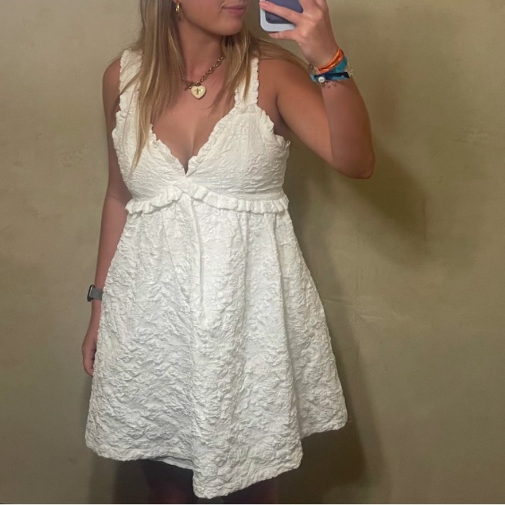 White Textured Mini Dress